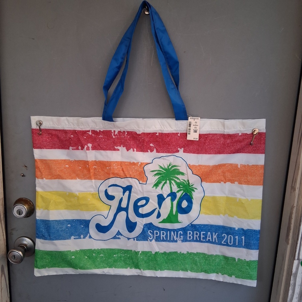Aeropostale Spring Break 2011 Rainbow Stripe Tote Bag NWT OS 9500